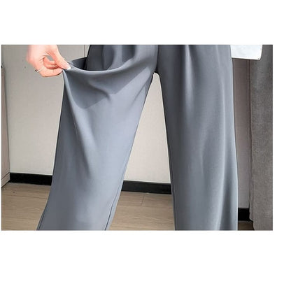 High Rise Plain Wide Leg Dress Pants