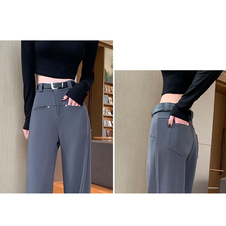 High Rise Plain Wide Leg Pants