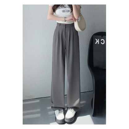 High Rise Plain Wide Leg Suit Pants