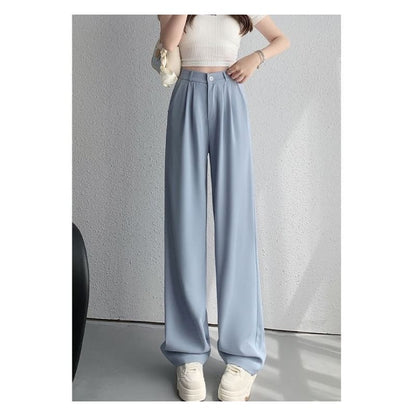 High Rise Plain Wide Leg Suit Pants