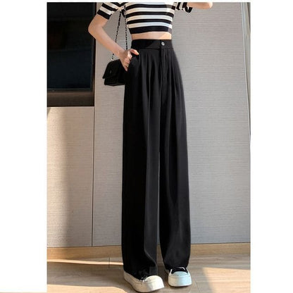 High Rise Plain Wide Leg Suit Pants