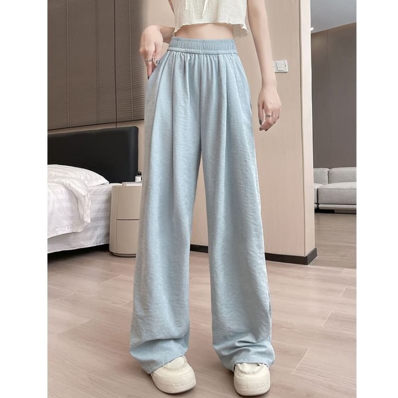 High Rise Plain Wide Leg Sweatpants