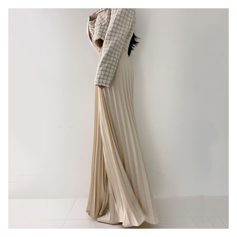 High Rise Pleated Plain Wide Leg Pants