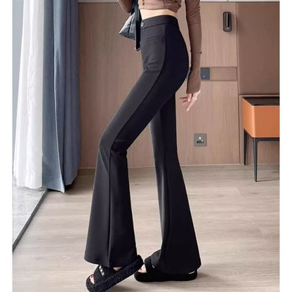 High Rise Pocket Sheath Knit Flare Slacks