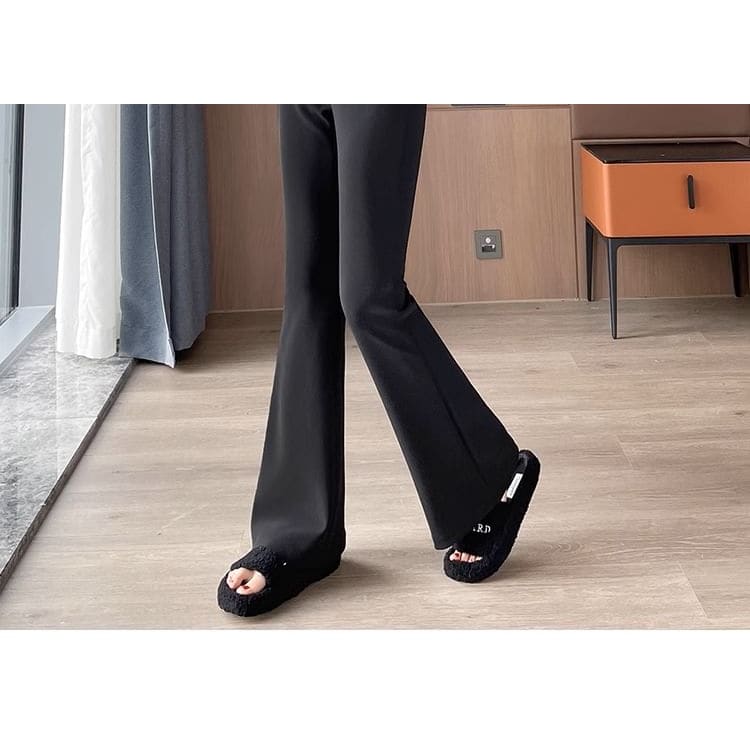 High Rise Pocket Sheath Knit Flare Slacks