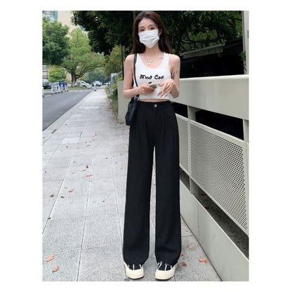 High Rise Ribbed Wide Leg Slacks