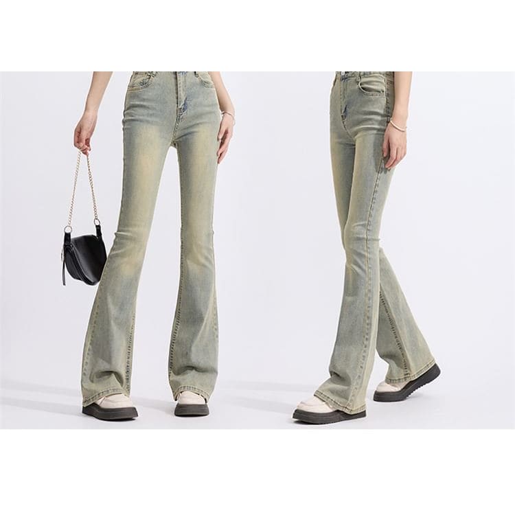 High Rise Washed Bootcut Jeans