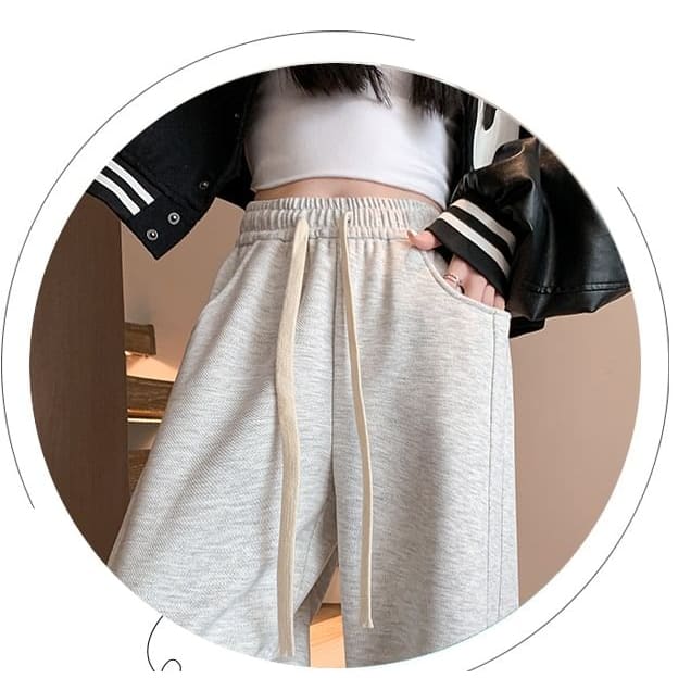 High Rise Wide Leg Plain Sweatpants