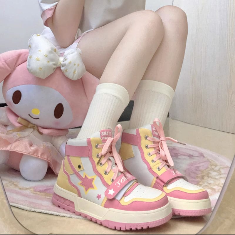 High-top Versatile Star Shoes - Pink / 35/US5.5