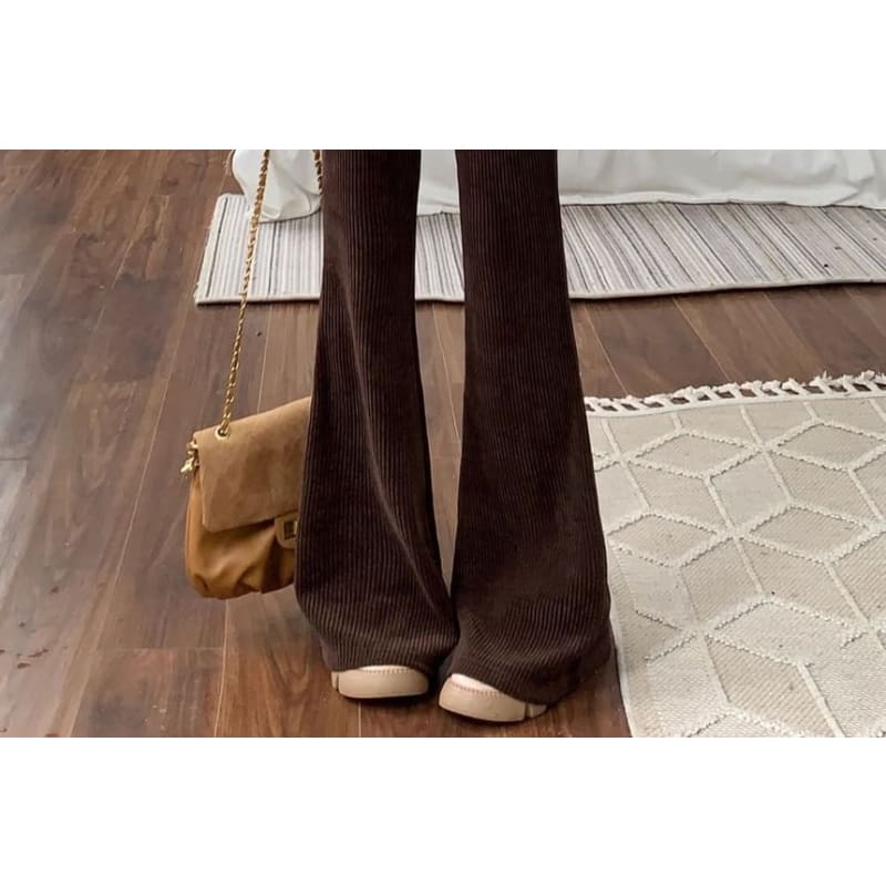 High Waist Corduroy Bootcut Pants