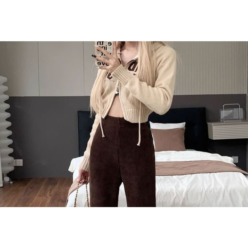 High Waist Corduroy Bootcut Pants