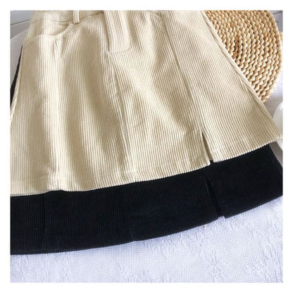 High Waist Corduroy Wide Leg Shorts