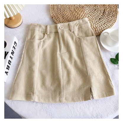 High Waist Corduroy Wide Leg Shorts