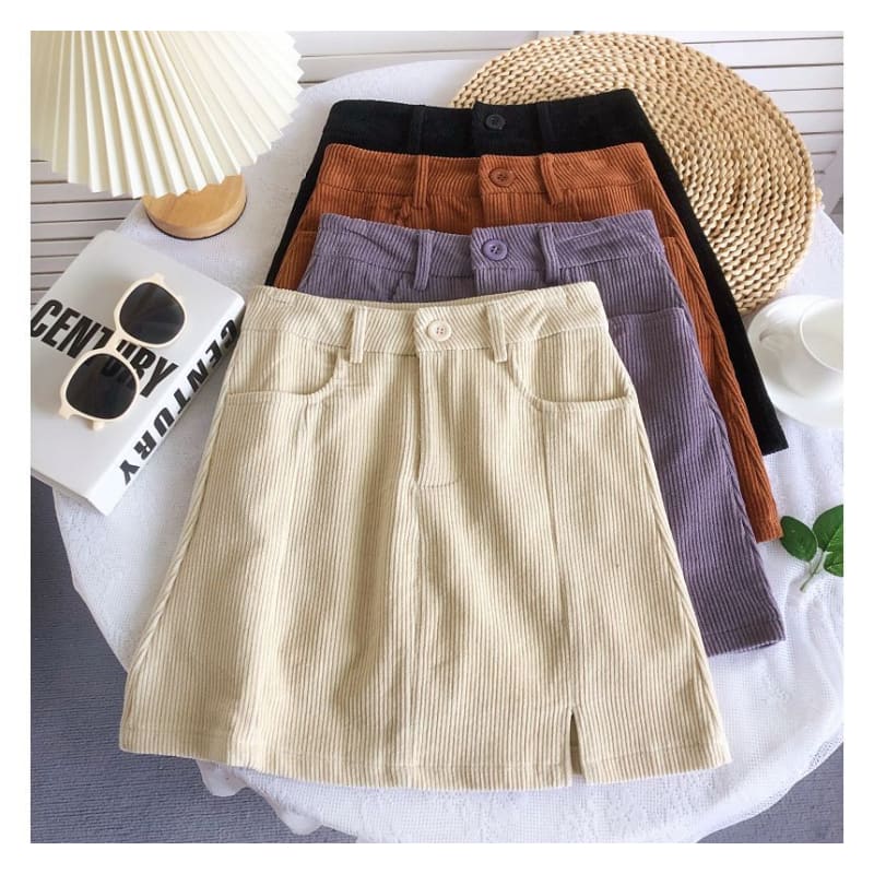 High Waist Corduroy Wide Leg Shorts