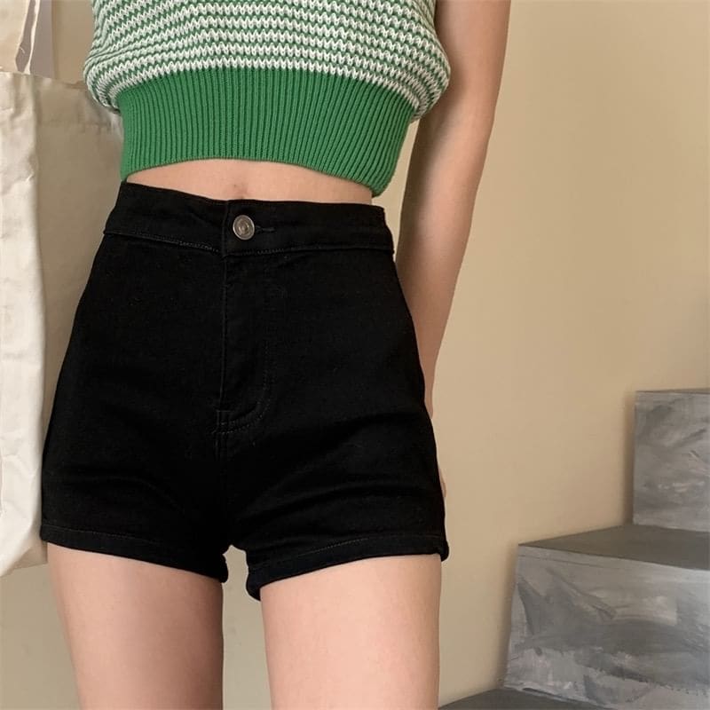 High Waist Denim Hot Pants