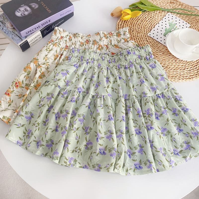 High Waist Floral Mini A-Line Skirt