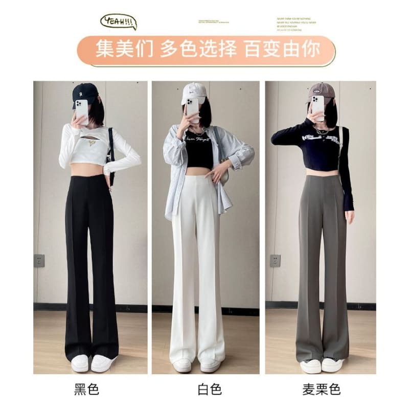 High Waist Plain Bootcut Dress Pants (Various Designs)