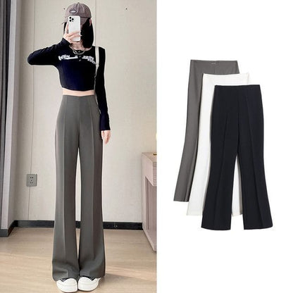 High Waist Plain Bootcut Dress Pants (Various Designs)