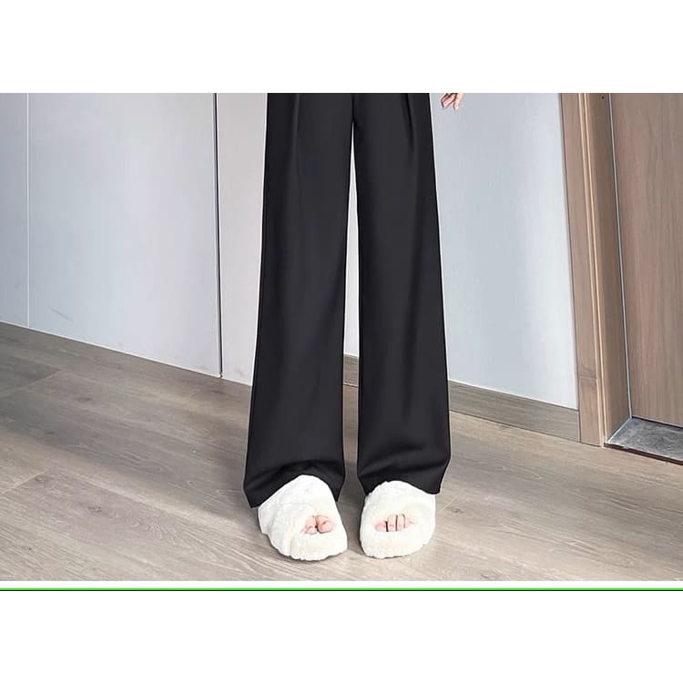 High Waist Plain Drape Wide Leg Dress Pants