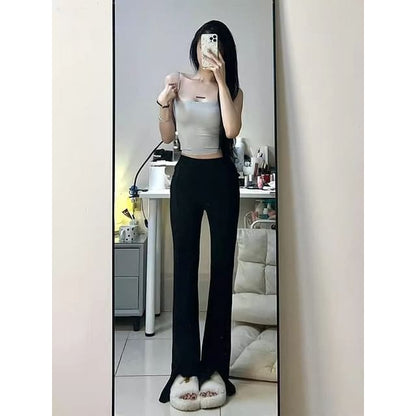 High Waist Plain Front - Black / S