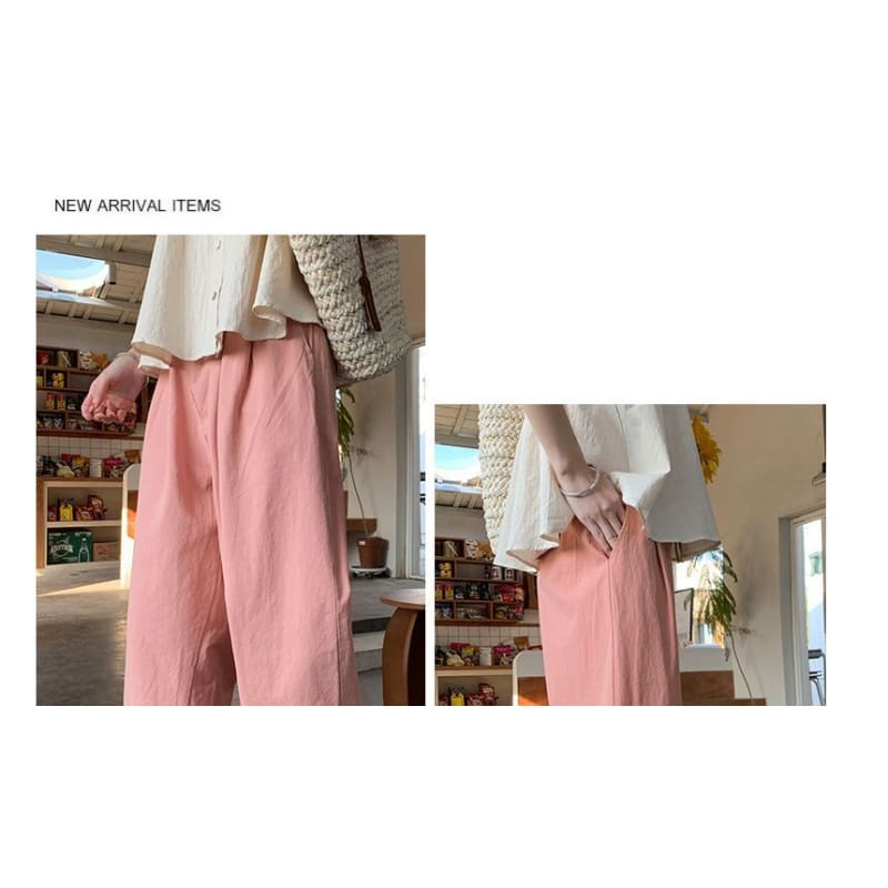 High Waist Plain Harem Pants