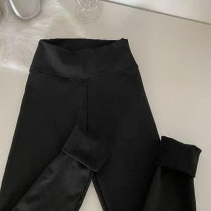 High Waist Plain Leggings - Normal Edition - Black