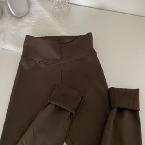 High Waist Plain Leggings - Normal Edition - Coffee