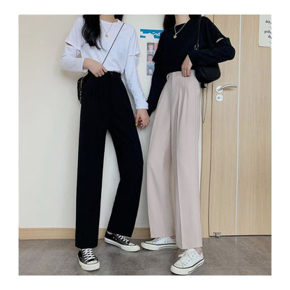 High Waist Plain Loose Fit Suit Pants