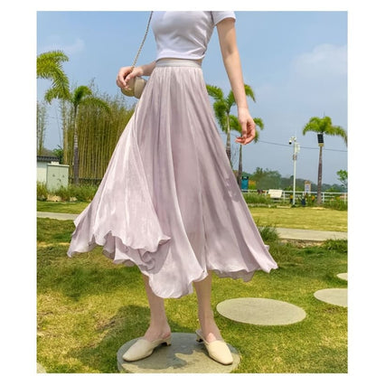 High Waist Plain Midi