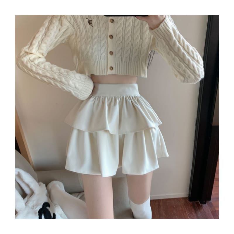 High Waist Plain Mini