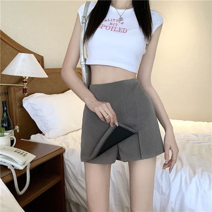 High Waist Plain Skort