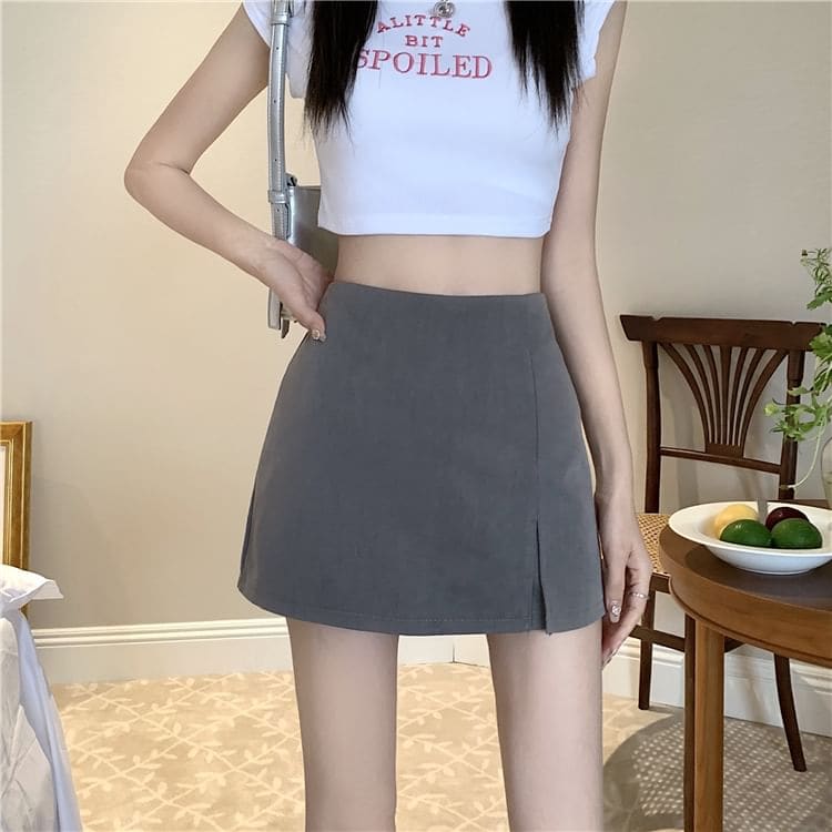 High Waist Plain Skort