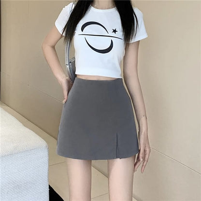 High Waist Plain Skort