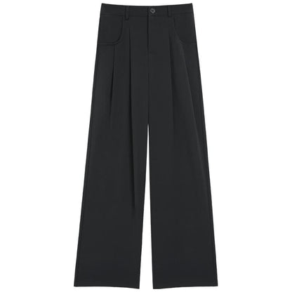 High-Waist Plain Straight Leg Dress Pants