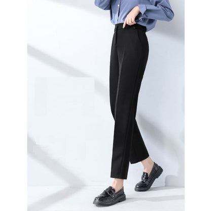 High Waist Plain Straight Leg Suit Pants