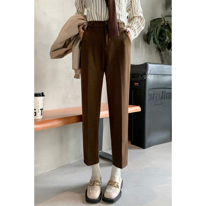 High Waist Plain Tapered Suit Pants