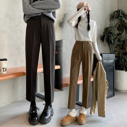 High Waist Plain Tapered Suit Pants