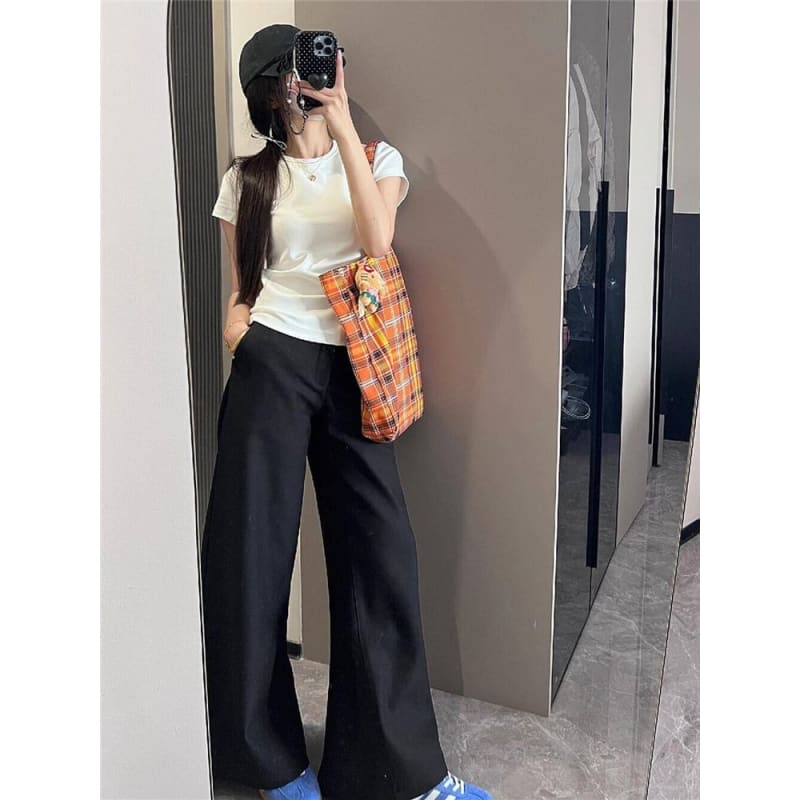 High Waist Plain Wide Leg Dress Pants