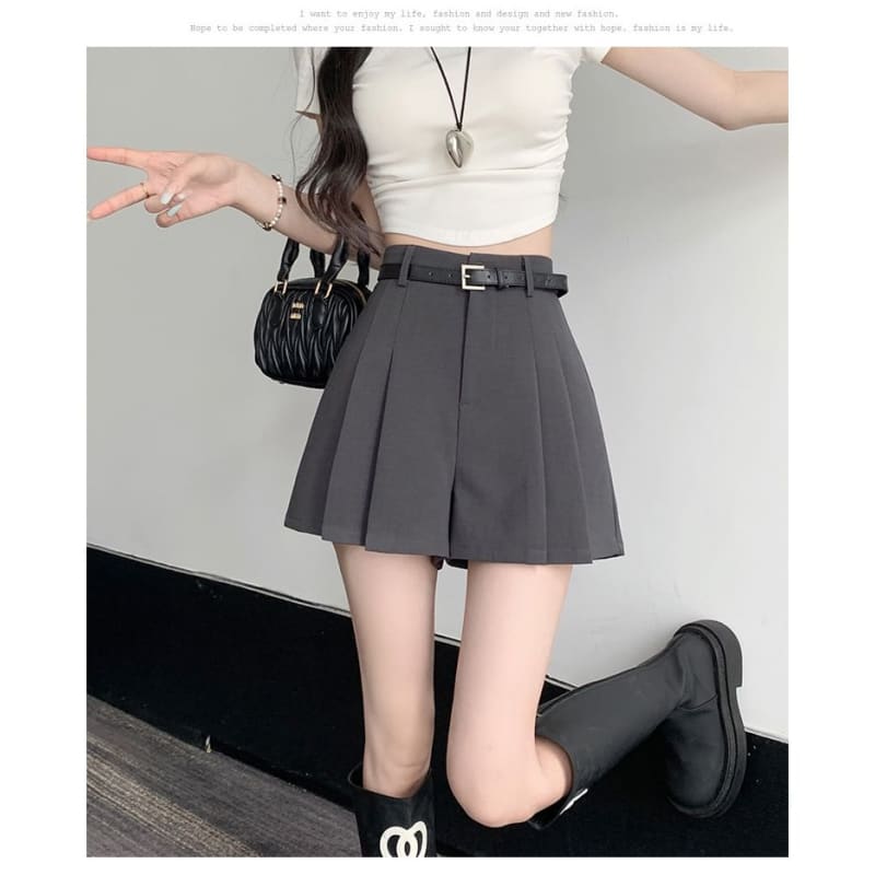 High Waist Plain Wide Leg Dress Shorts