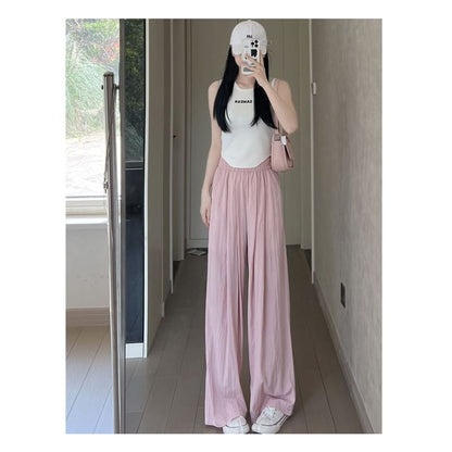 High Waist Plain Wide Leg Suit Pants