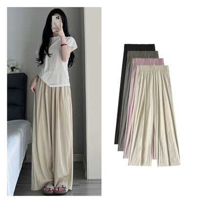 High Waist Plain Wide Leg Suit Pants