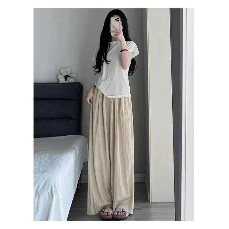 High Waist Plain Wide Leg Suit Pants