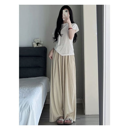 High Waist Plain Wide Leg Suit Pants