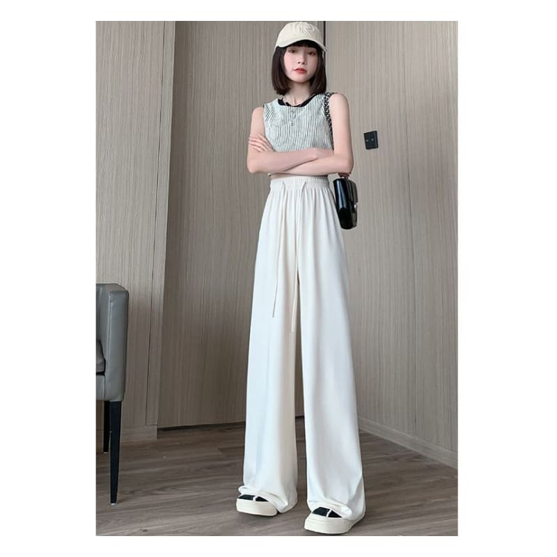 High Waist Plain Wide Leg Sweatpants