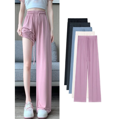 High Waist Plain Wide Leg Sweatpants