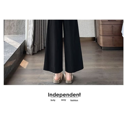 High Waist Pleated Loose Cutting Wide Leg Pants Egirldoll