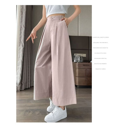 High Waist Pleated Loose Cutting Wide Leg Pants Egirldoll