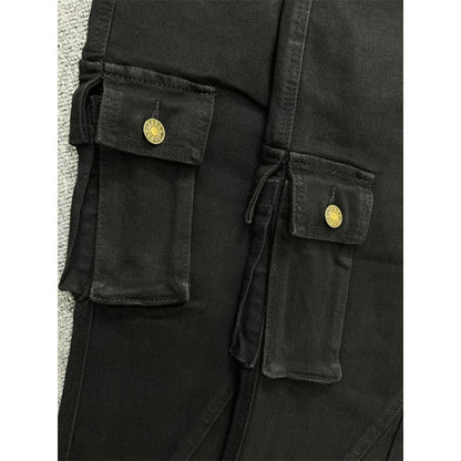 High Waist Pocket Detail Flared Jeans