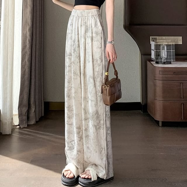 High Waist Print Wide Leg Pants (Various Designs) - Crop