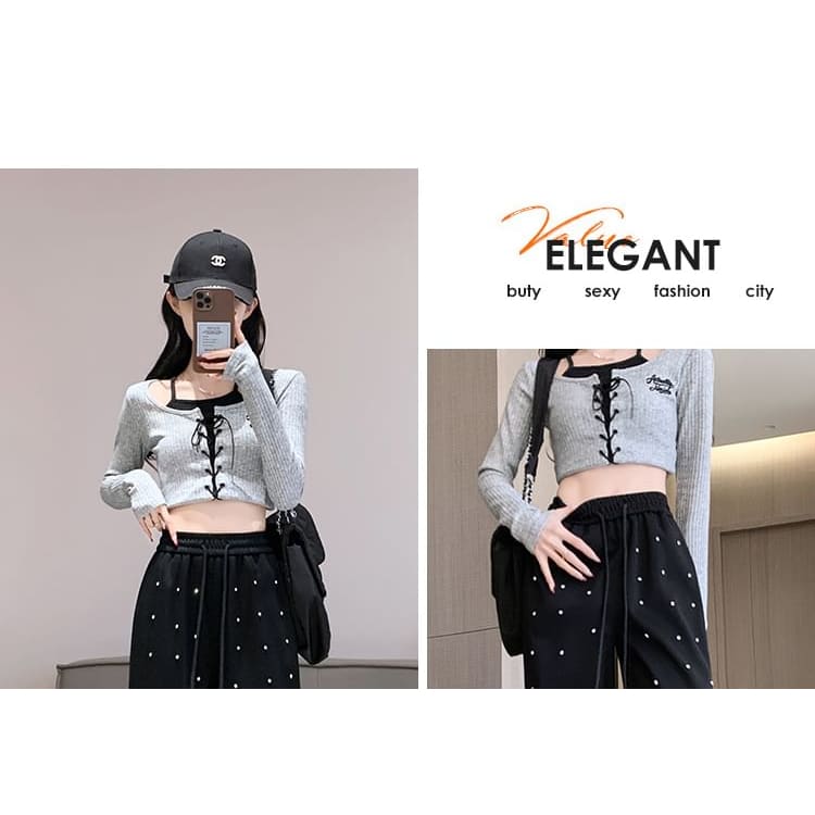 High Waist Rhinestone Wide Leg Pants